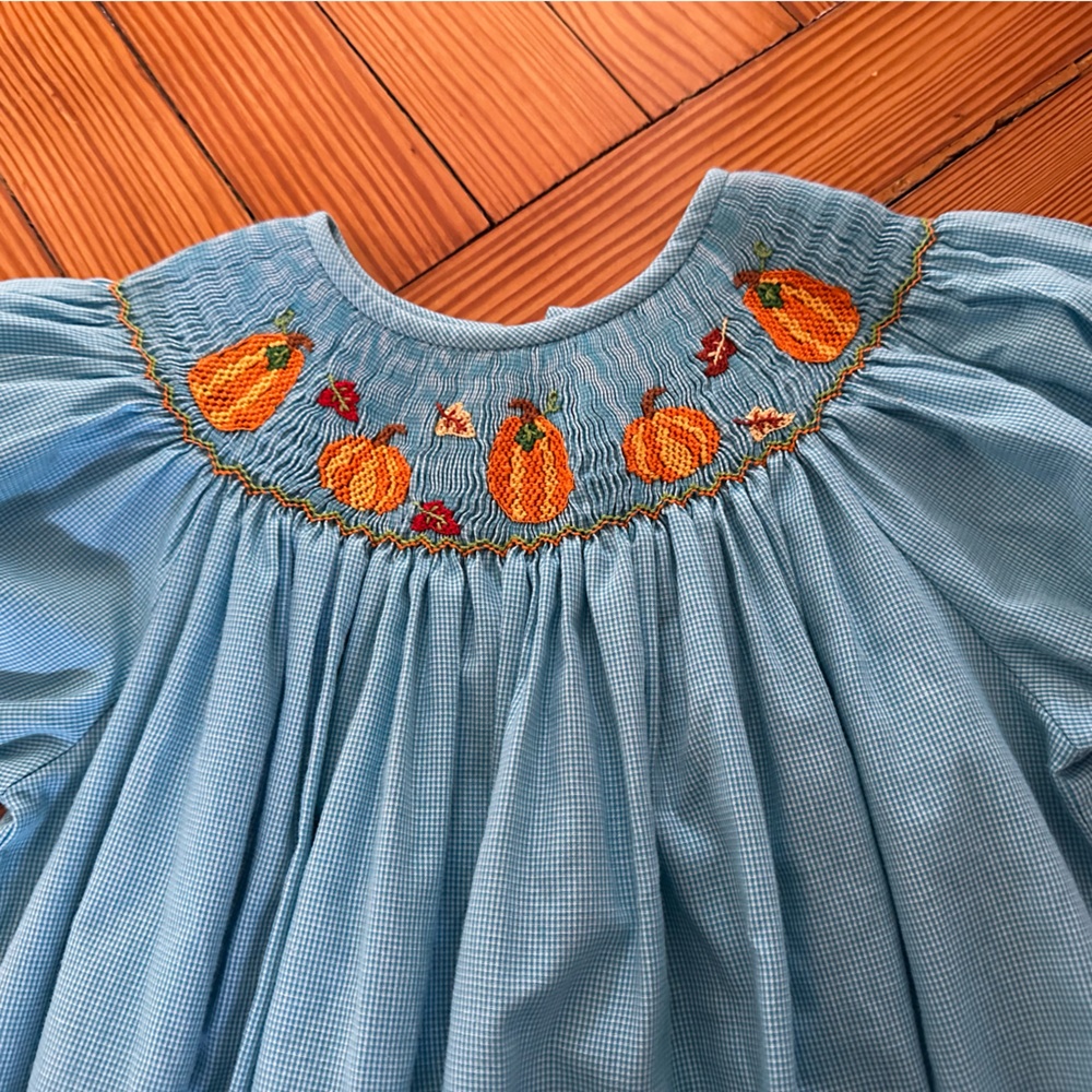Velani Classics pumpkin smocked dress